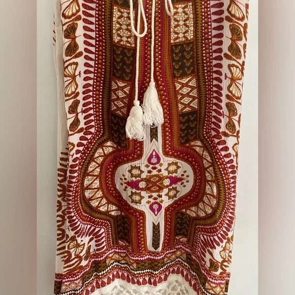 Band of Gypsies pink and mustard patterned boho Dress - Picture 3 of 5